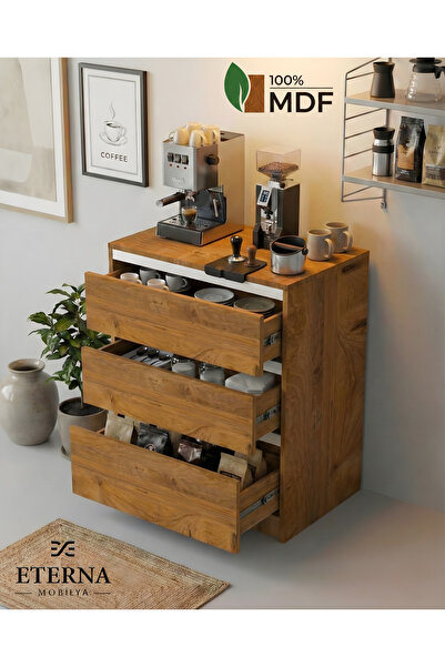 Eterna Mobilya Çekmeceli Kahve Köşesi | Çekmeceli Çok Amaçlı Dolap | Çekmeceli Muftak Dolabı