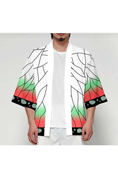 facnspt Demon Slayer Kimono – Shinobu Kocho Patterned Unisex Japanese Style Kimono