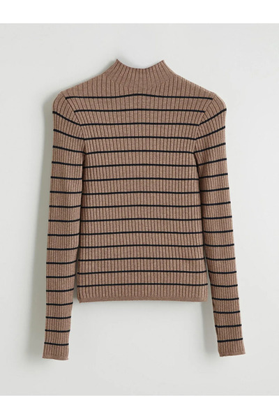 LC Waikiki Half Turtleneck Striped Women's Knitwear Sweater