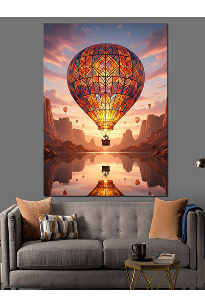 KanvasSepeti Balon cu aer cald Vopsea în ulei de înaltă calitate texturat Pân...