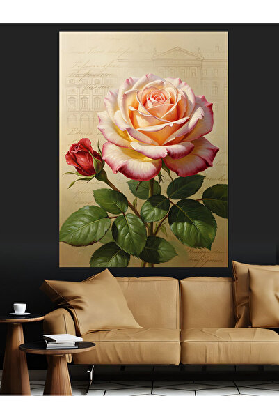 KanvasSepeti Pembe Gül Pictură în ulei rafinată de înaltă calitate texturat C...