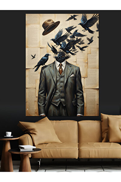 KanvasSepeti Setul de păsări Pictură în ulei de înaltă calitate texturat Pânz...