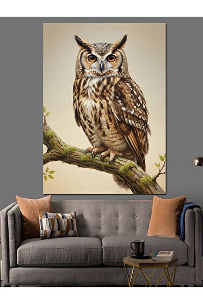 KanvasSepeti Vopsea în ulei de înaltă calitate Owl Natural Bird texturat Canv...