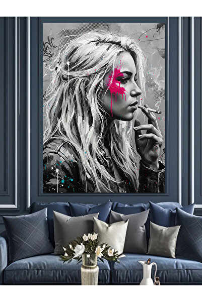 KanvasSepeti Μαύρο και άσπρο Γυναικείο Ελαιογραφία υψηλής ποιότητας Με υφή Κα...