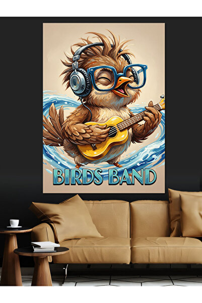 KanvasSepeti Pasăre care cântă la chitară Pictură în ulei de înaltă calitate ...