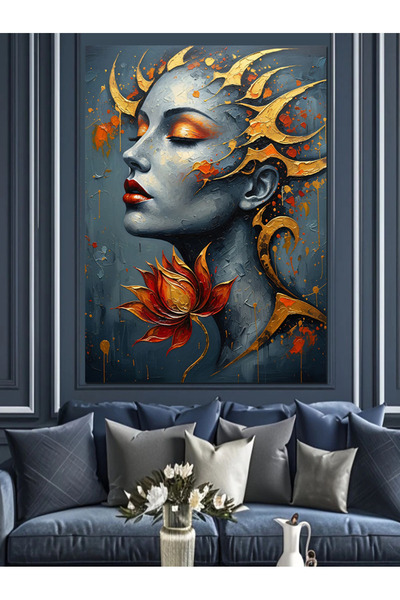 KanvasSepeti Fața Zeiței de Aur Pictură în ulei de înaltă calitate texturat P...