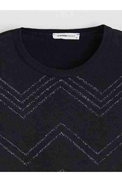 LC Waikiki Crew Neck Patterned Women's Knitwear Sweater