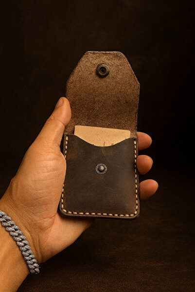 Colermi Genuine Leather Handmade Vintage Card Holder – Small Size Minimalist Wallet – 6 Card Capacity Card Holder