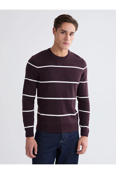 LC Waikiki Crew Neck Long Sleeve Striped Men's Knitwear Sweater
