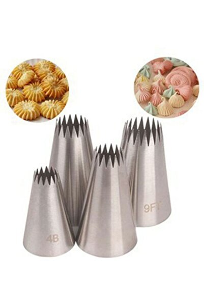 Generic 4-Piece Stainless Steel Biscuit Cake Nozzle Silver 13x18x6cm