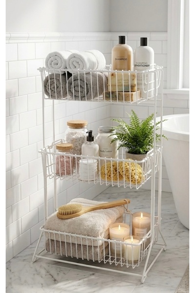 özmert منظم للحمام والمطبخ مكون من 3 طبقات باللون الأبيض