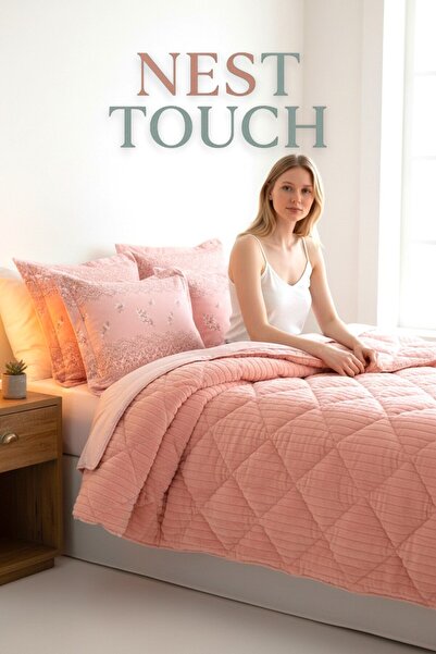 Nest Touch Cloud Çift Kişilik Jakarlı Wellsoft Uyku Seti (Lastikli Çarşaflı, ...