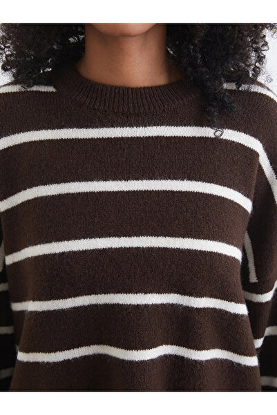 LC Waikiki Crew Neck Striped Oversize Women's Knitwear Sweater