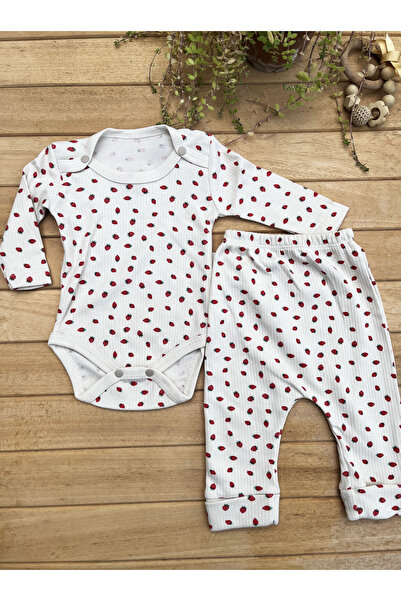Nayinom Baby Girl 2-Piece Set Strawberry Printed Long Sleeve Corded Fabric Sn...