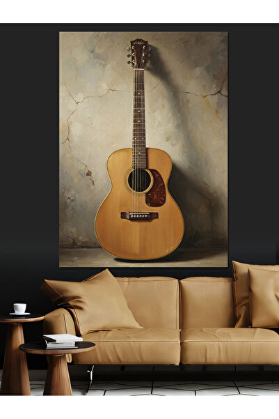 KanvasSepeti Chitară acustică Pictură în ulei de înaltă calitate texturat Can...