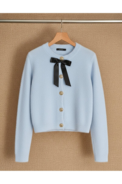 ikomteks Soft and Stylish Knit Cardigan with Bow Detail