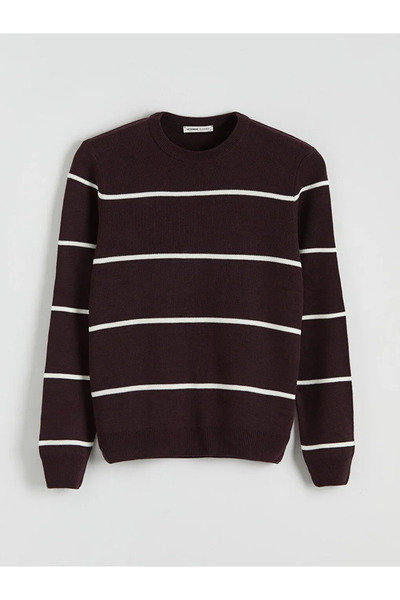 LC Waikiki Crew Neck Long Sleeve Striped Men's Knitwear Sweater