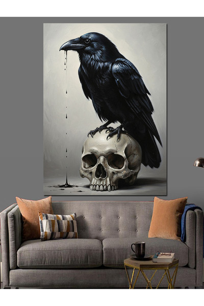 KanvasSepeti Kargalı Kafatası Pictură în ulei de înaltă calitate texturat Can...