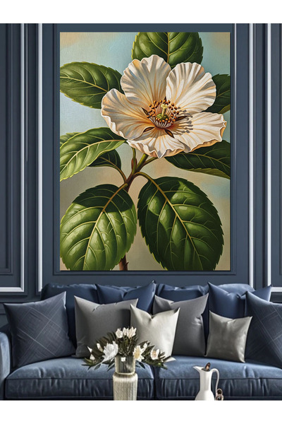 KanvasSepeti Flori și frunze Pictură în ulei de înaltă calitate texturat Canv...