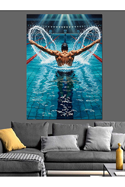 KanvasSepeti În piscină, pictură în ulei de înaltă calitate texturat Canvas C...