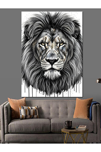 KanvasSepeti Πορτρέτο του Λιονταριού Υψηλής ποιότητας ελαιογραφία Με υφή Καμβ...