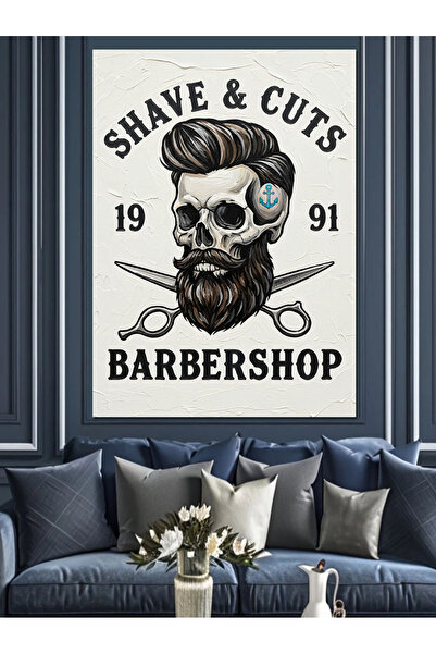 KanvasSepeti Skull Berber Pictură în ulei de înaltă calitate texturat Canvas ...