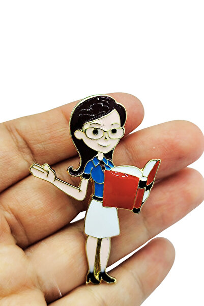 BB BİBUTİKSHOP Öğretmen Karakterli Kitap Okuyan Broş – Sevimli Öğretmen Temalı Brooch