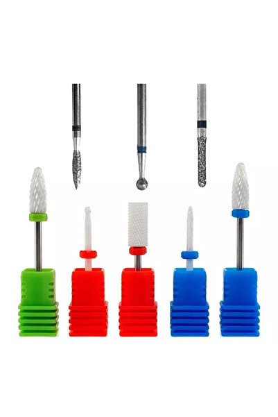 Gonga Set de 8 freze conice, 5 ceramice si 3 diamantate, pentru unghii, Gonga...