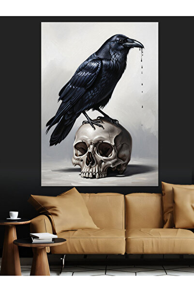 KanvasSepeti Kargalı Kafatası Pictură în ulei de înaltă calitate texturat Can...