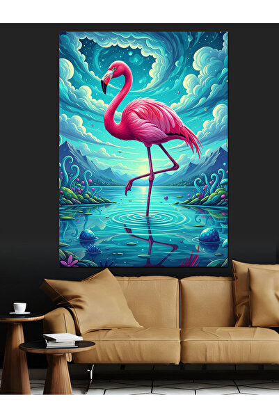 KanvasSepeti Pink Flamingo Water Vopsea în ulei de înaltă calitate texturat C...