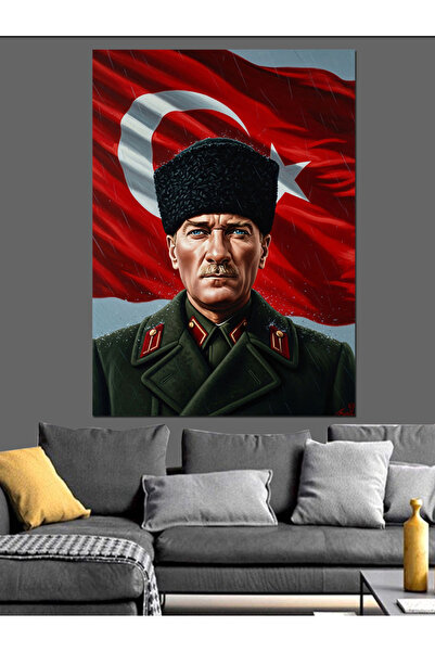 KanvasSepeti Τουρκική σημαία Υψηλής ποιότητας ελαιογραφία Με υφή Καμβάς ζωγρα...