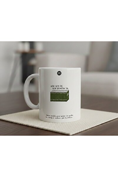 sartre art Herşeyi de Ben Bilemem Espirili Hisli Sözler Tasarımlı Porselen Ku...