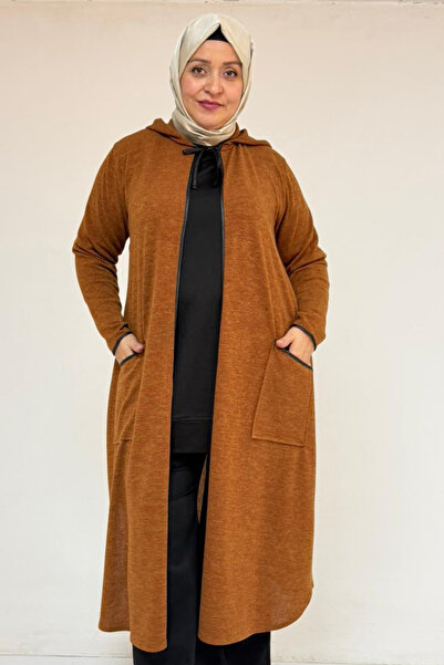 Eslina 53063 سترة مير كبيرة الحجم تحتوي على حواف أسطوانية جيوب - أسمر ضارب لل...