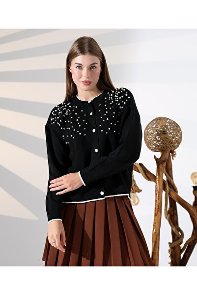 Blue Morpho Pearl and Stone Embellished Knitwear Skirt Top Crop Cardigan