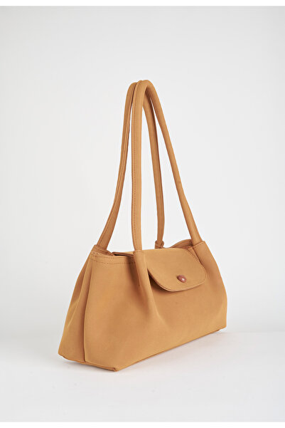 Vivaq Women's Saray Camel 3-Compartment Lined Snap Closure Suede Handbag and Shoulder Bag