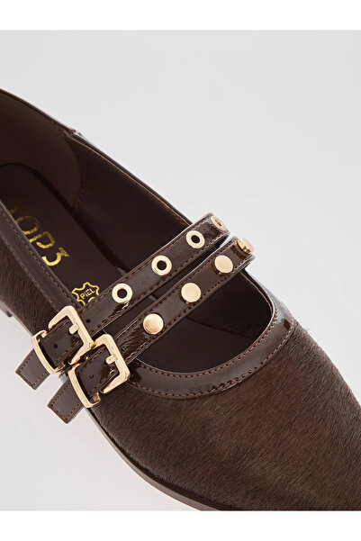 MANGATA Top3 Ballerinas Brown Natural Pony Leather