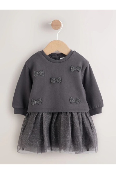 Next Baby Gri Simli Bebek İkili File Elbise