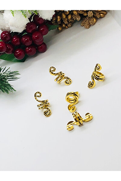 İnDerin Women's Hair Earrings Non-Tarnishing 5 Pieces Gold