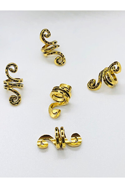 İnDerin Women's Hair Earrings Non-Tarnishing 5 Pieces Gold