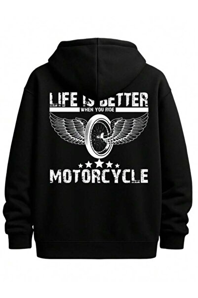 LAVİTTA Life Is Better Motorcycle Printed Wing Patterned Printed Unisex Overs...