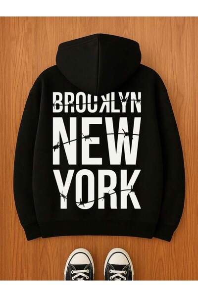 LAVİTTA هودي بروكلين نيويورك داينو ستريل مطبوع للجنسين قصة فضفاضة