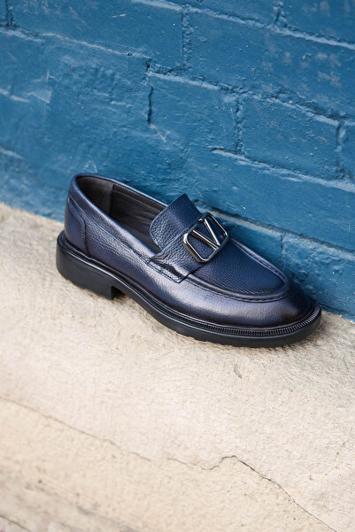 Vantaggio Veltino Navy Blue 100% Genuine Leather Men's Classic Shoes