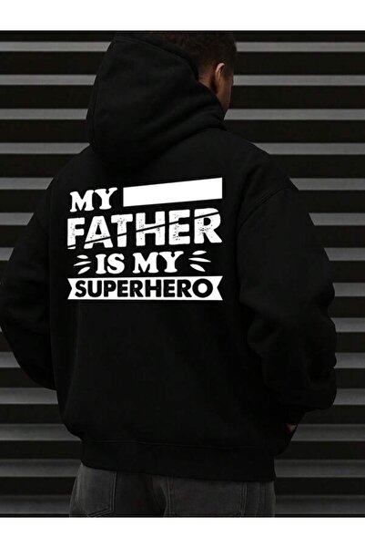 LAVİTTA My Father Is My Superhero Printed Unisex Oversized Hoodie