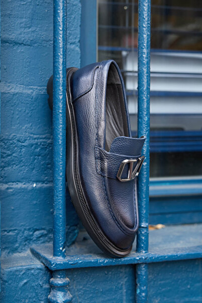 Vantaggio Veltino Navy Blue 100% Genuine Leather Men's Classic Shoes