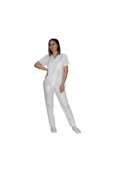 LifeStyle Medical Costum medical dama bluza si pantaloni cu elastic, tercot, ...
