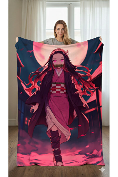 Piloji Demon Slayer Nezuko Digital Printing Thin Fleece Blanket 150X200 Cm, Digital Printing Tv Blanket
