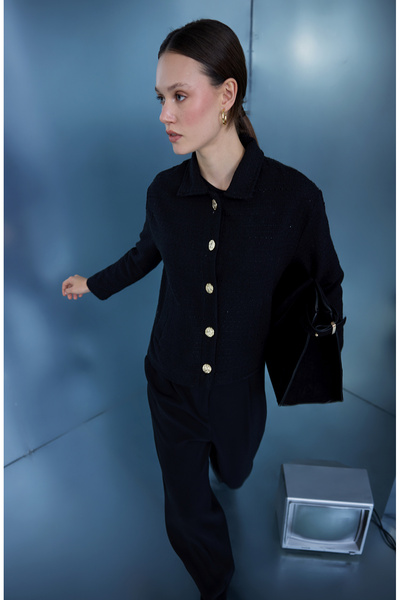 Birgül Bektaş Μαύρο μπουφάν τουίντ