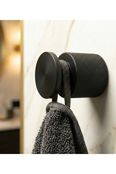 Özen Metal Mia Metal Özen Rock-O Mat Siyah Banyo Askısı | Duvara Monte Havlul...