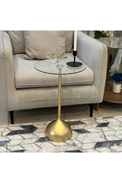 terndat Gold serving table with clear glass