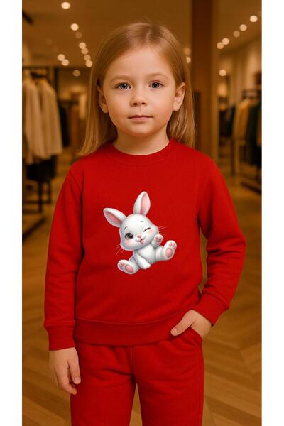playwear Φούτερ ομάδας με στάμπα WINKING RABBIT για κορίτσια και αγόρια, με λ...